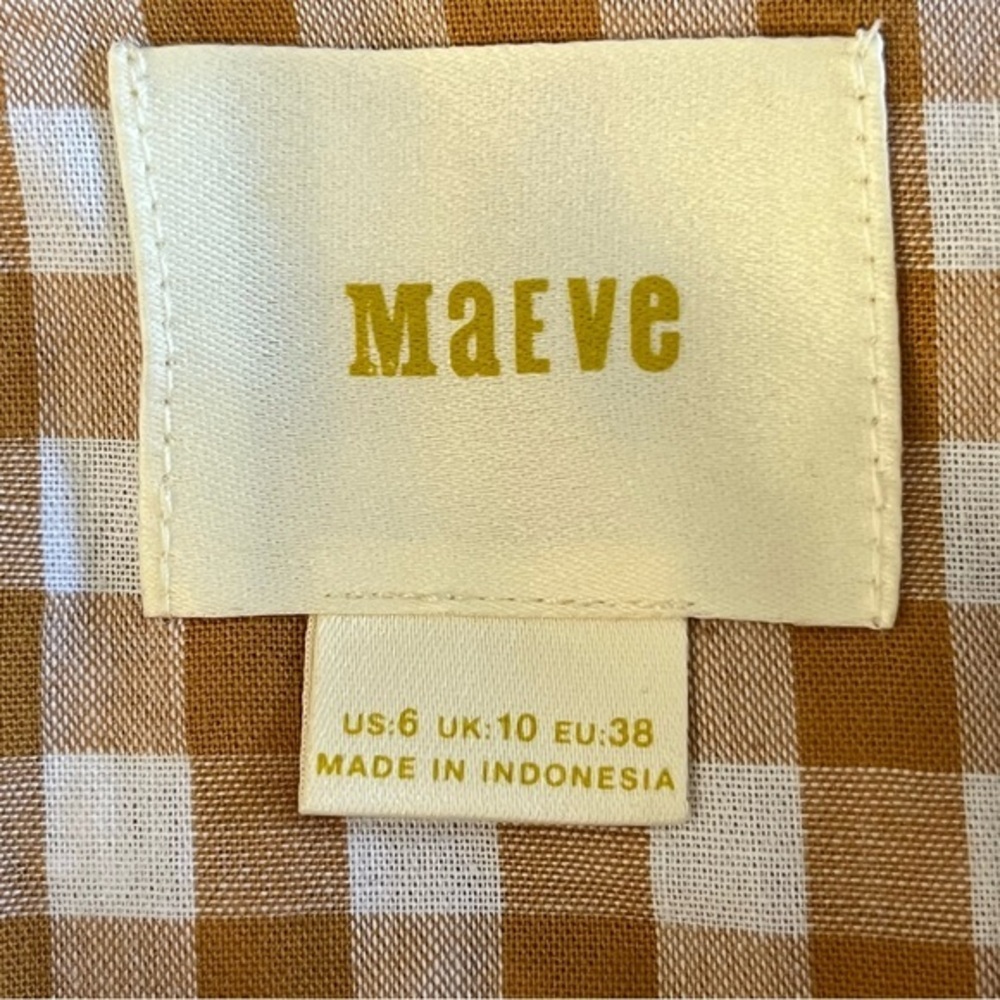 Anthropologie Maeve Scalloped Crop Top Sz‎ 6 Neutral Motif Brown Spaghetti strap - Picture 2 of 13